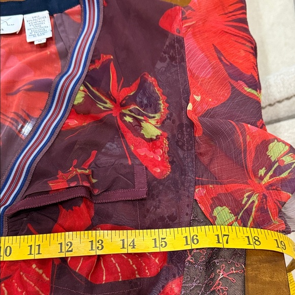 Byron Lars, Elegant,Unique Floral Sheer Maxi Dress, Red/Purple Accents, size 10 - Picture 12 of 15